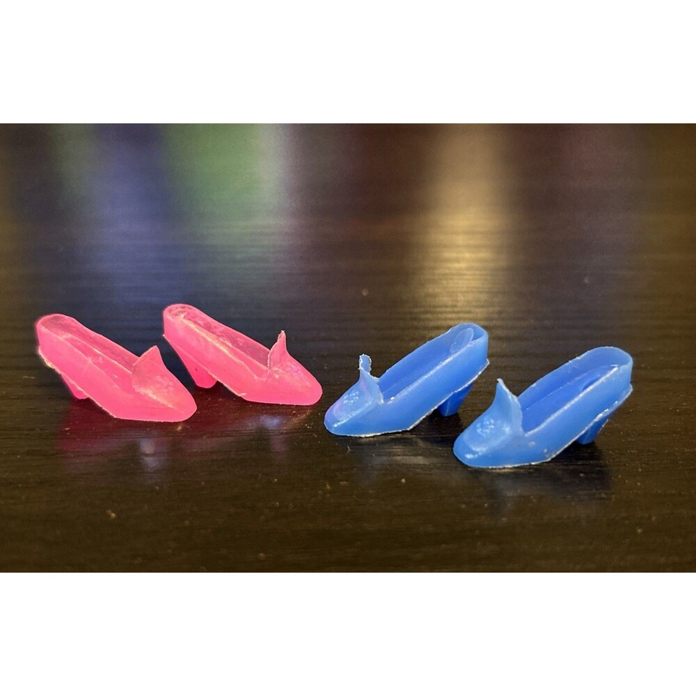 (2) Pair Vtg Barbie Doll Blue & Pink Pilgrim Heels Shoes 1960s Replacement Parts